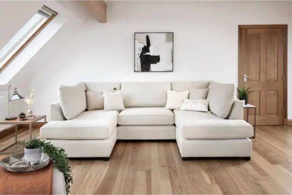 Cream Compact U Shaped Sofa