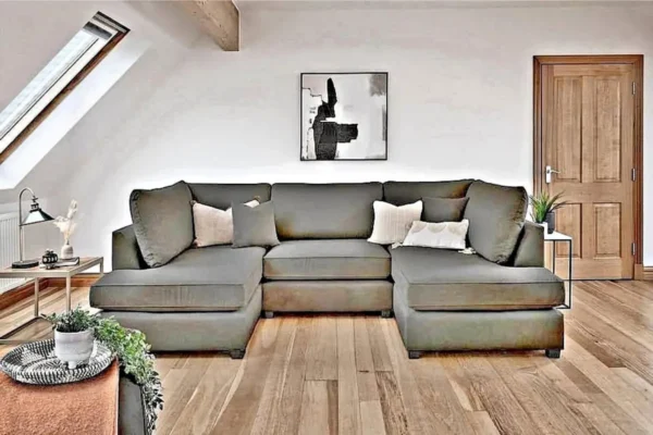 Grey small u shaped couch