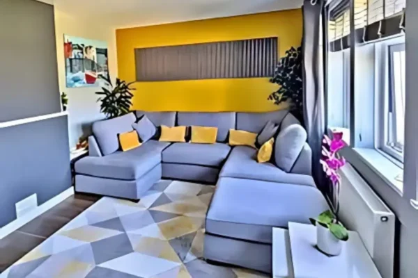 Mini sized compact u shaped sofa